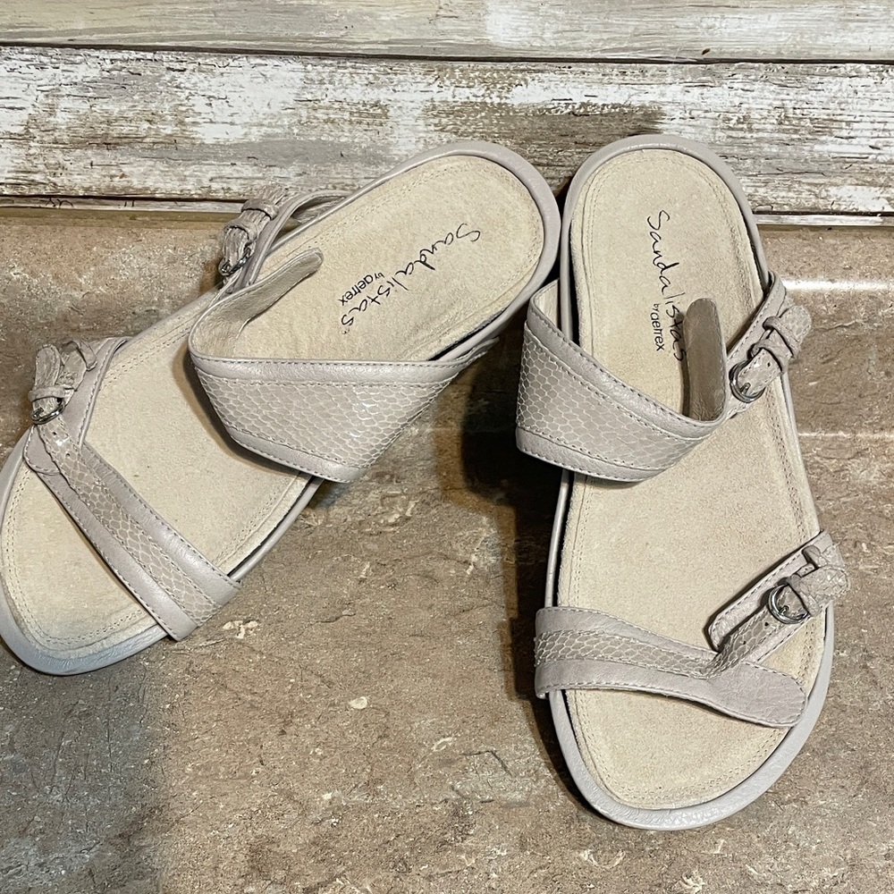 Sandalistas by Aetrex Size 8 Women's Slide Sandals in Light Taupe